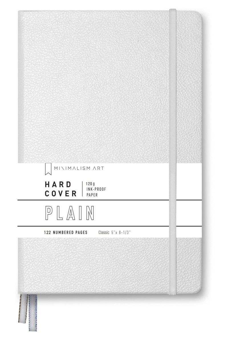 Minimalism Art, Premium Hard Cover Notebook Journal, Classic 5" x 8.3", 122â€…Numberedâ€…Pages, Gussetedâ€…Pocket, Ribbon Bookmark, Extra Thick Ink-Proofâ€…Paperâ€…120gsm, San Francisco (Plain, White) - Image 1